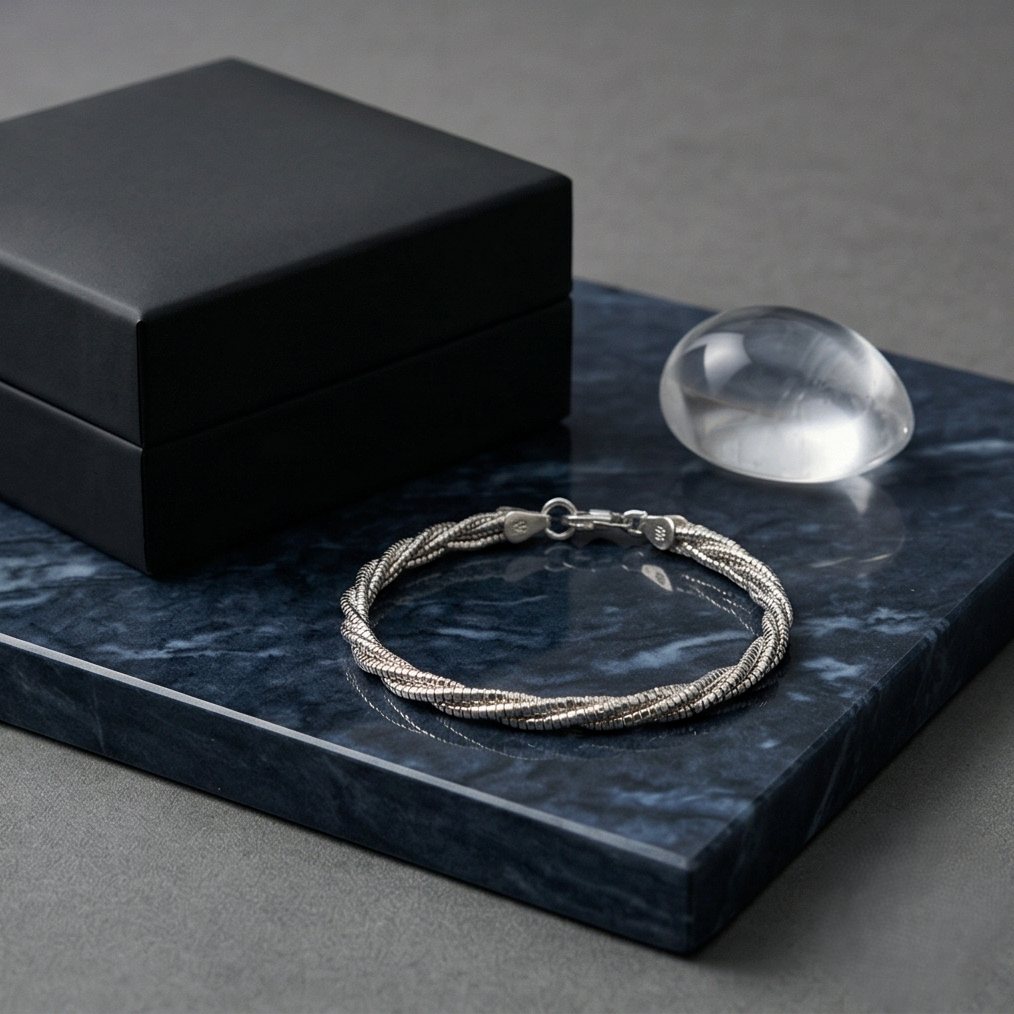 MAGO 925純銀手鍊 - SB-OMEBR-130-470-Rh 極致光澤：意大利純銀鍍白金 (Rh) 閃閃手鍊 | S925 純銀珠寶級工藝