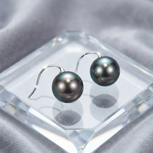 SER5094 純銀鍍K金綠珠貝耳環