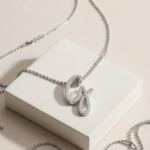 SP089 純銀鋯石鍍K金g字字母項鍊