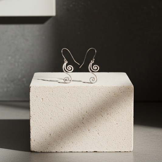 SER5112 純銀鍍K金波浪花耳環