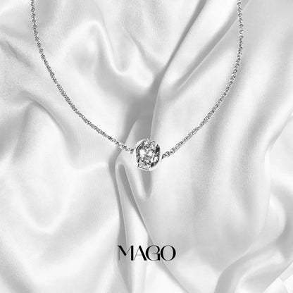 MAGO925 925純銀飾品 SB9869 純銀鍍K金圓石珠鎖骨項鍊 (5/6)