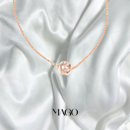 MAGO925 925純銀飾品 SB9869 純銀鍍K金圓石珠鎖骨項鍊 (4/6)