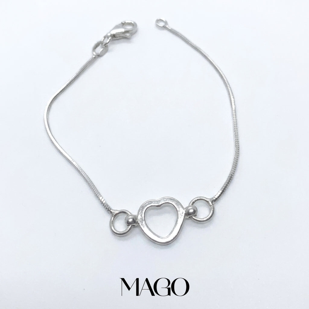 MAGO 925純銀手鍊 - SB2342純銀意大利心形手鍊
