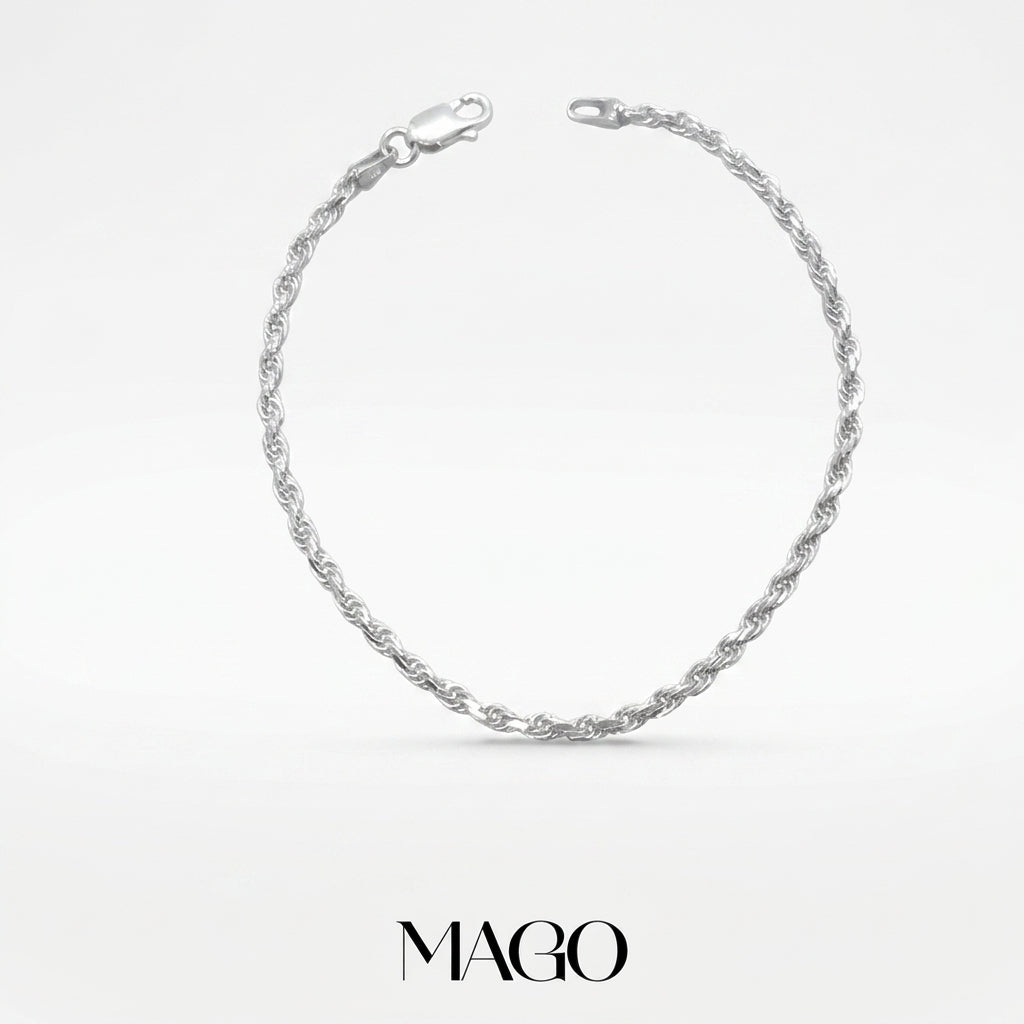 MAGO 925純銀手鍊 - SB2340純銀意大利紐繩手鍊