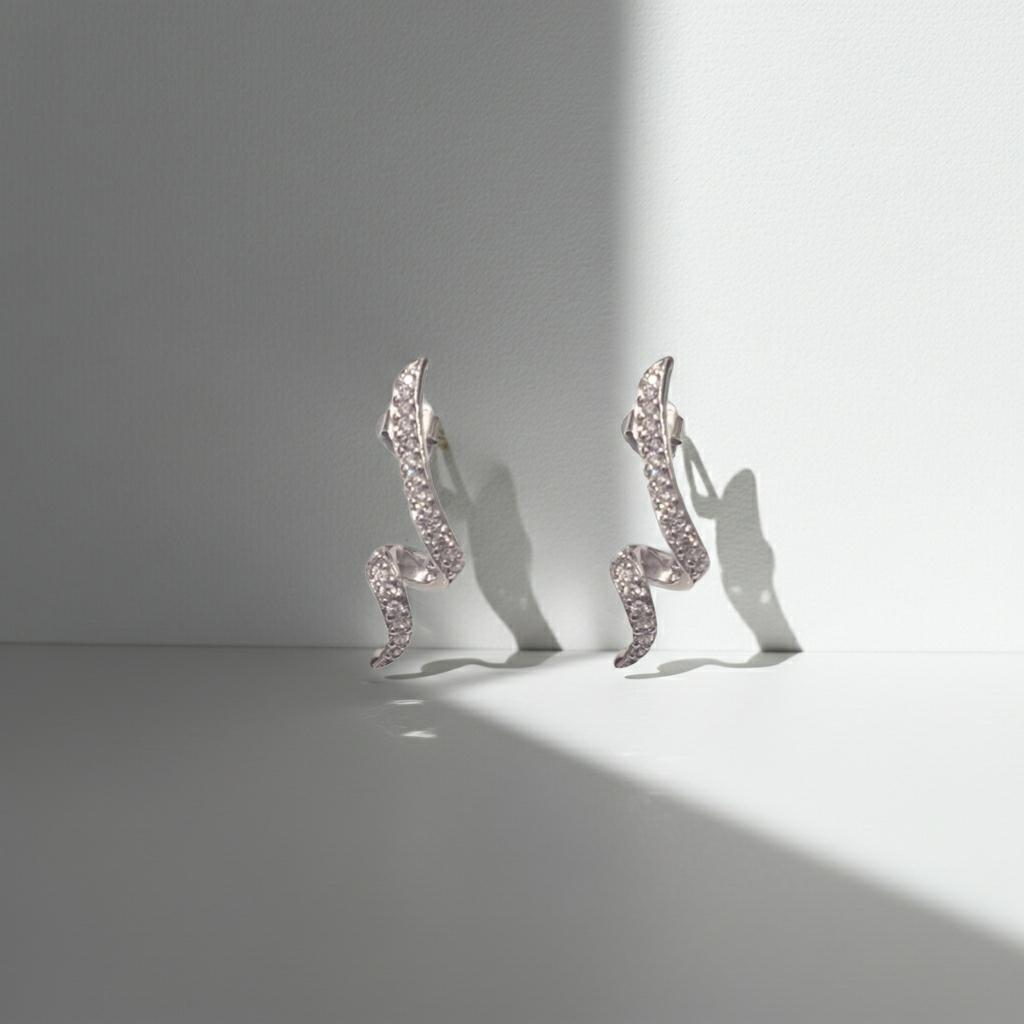 SER5133 純銀鍍K金鋯石扭耳環