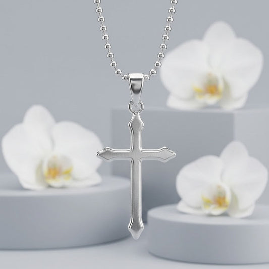 MAGO 925純銀項鍊 - SP1186 純銀鍍K金端莊十字架項鍊