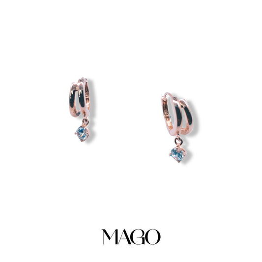 MAGO 925純銀耳環 - SER6003 純銀鋯石鍍白金金光女神耳環 細節實拍 | MAGO925