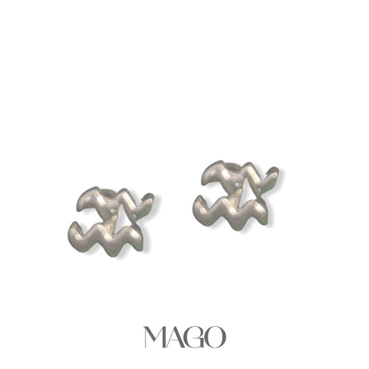 MAGO 925純銀耳環 - SERSTAR-1 純銀鍍白金水瓶座耳環 細節實拍 | MAGO925