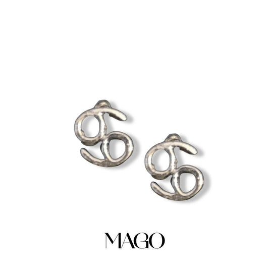 MAGO 925純銀耳環 - SERSTAR-6 純銀鍍白金巨蟹座耳環 細節實拍 | MAGO925