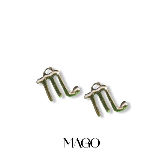 MAGO 925純銀耳環 - SERSTAR-10 純銀鍍白金天蠍座耳環 細節實拍 | MAGO925
