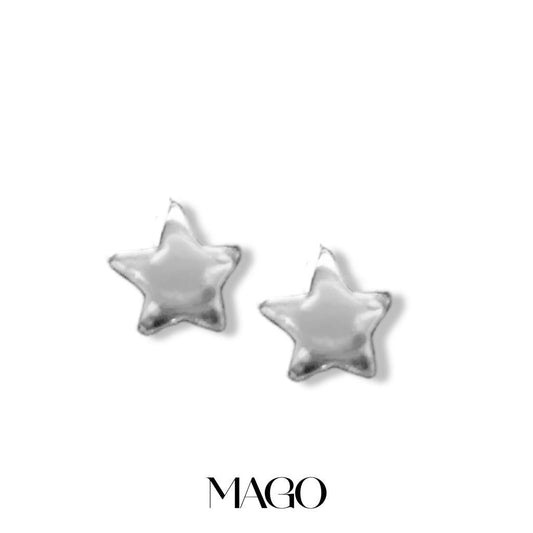 MAGO 925純銀耳環 - SER364 純銀鍍白金星星耳環 細節實拍 | MAGO925