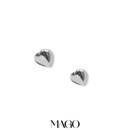 MAGO 925純銀耳環 - SER5061 純銀鍍白金氣質心心耳環 細節實拍 | MAGO925