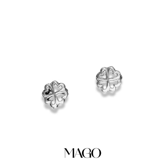MAGO 925純銀耳環 - ED0636 純銀鍍白金花花耳環 細節實拍 | MAGO925