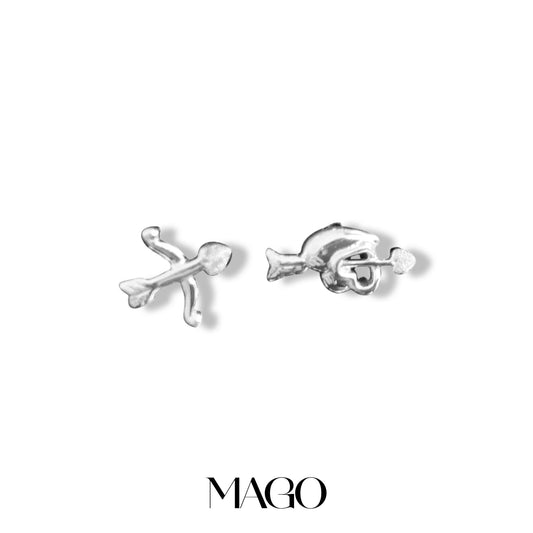 MAGO 925純銀耳環 - SER5065 純銀鍍白金愛神耳環 細節實拍 | MAGO925