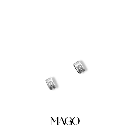 MAGO 925純銀耳環 - SER262 純銀鋯石鍍白金扣耳環 細節實拍 | MAGO925