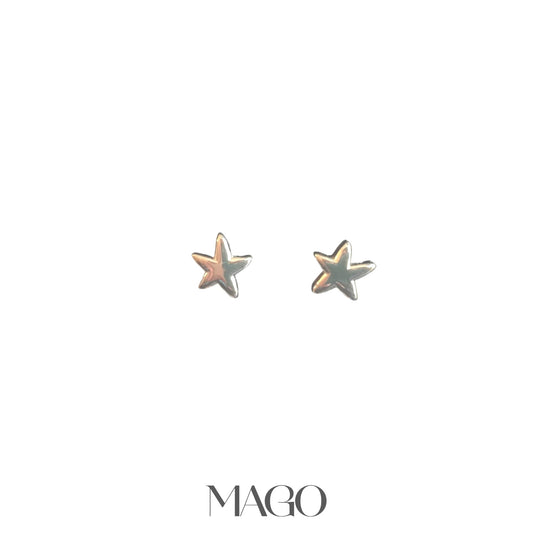 MAGO 925純銀耳環 - SER555 純銀鍍白金星星耳環 細節實拍 | MAGO925