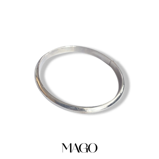 MAGO 925純銀手鐲 - SB5182 純銀光身圓開扣手鐲 細節實拍 | MAGO925