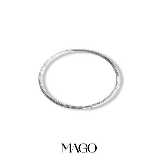 MAGO 925純銀手鐲 - SB5184 純銀復古紋圓手鐲 細節實拍 | MAGO925