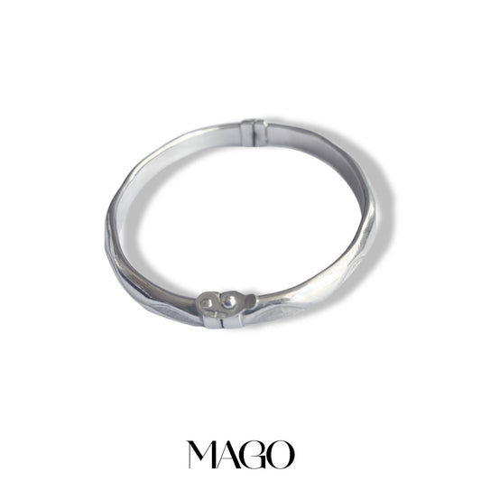 MAGO 925純銀手鐲 - SB5203 意大利純銀鍍K白扣手鐲 細節實拍 | MAGO925