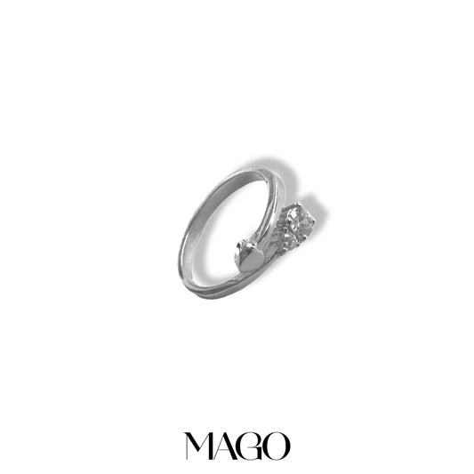 MAGO 925純銀戒指 - SR2249 純銀鍍k白金鋯石箭嘴戒指 細節實拍 | MAGO925