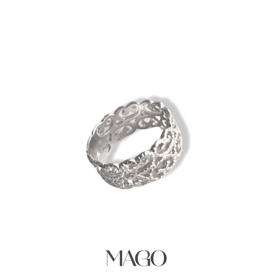 MAGO 925純銀戒指 - KR113純銀鍍K白金戒指 細節實拍 | MAGO925