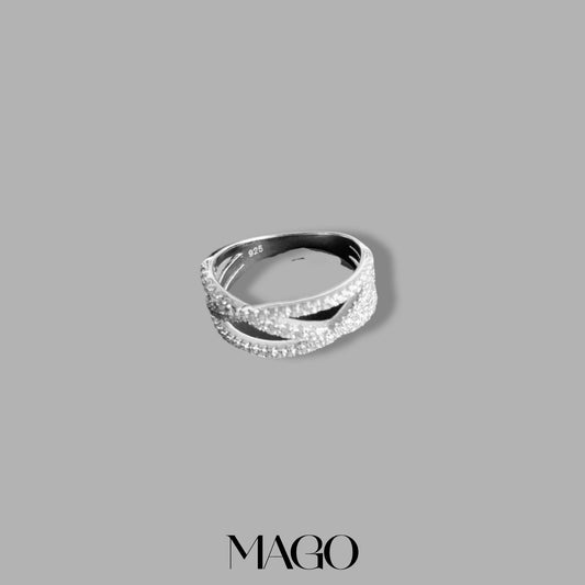 MAGO 925純銀戒指 - SR2265 純銀鍍K白金鋯石戒指 細節實拍 | MAGO925