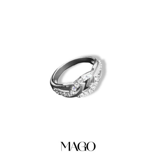 MAGO 925純銀戒指 - SR2270 純銀鍍K白金鋯石戒指 細節實拍 | MAGO925