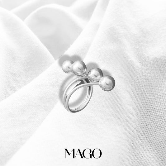 MAGO 925純銀戒指 - SR2282 純銀波波戒指 (可調節） 細節實拍 | MAGO925