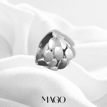 MAGO925 925純銀戒指 SR2259 純銀鍍K白金光沙戒指 (1/2)