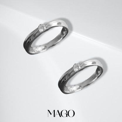 MAGO925 925純銀戒指 SR2300 純銀鍍K白金鋯石情侶戒指 (2/5)