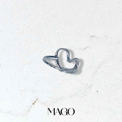MAGO 925純銀戒指 - KRW094 925純銀秀麗心心戒指