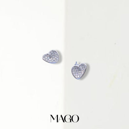 MAGO925 925純銀耳環 EDB4741 純銀鋯石鍍白金心賞奧美耳環 (1/2)