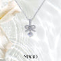 MAGO 925純銀項鍊 - SP247 純銀鋯石鍍白金時尚絲帶項鍊