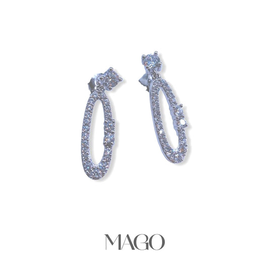 MAGO 925純銀耳環 - SE089 純銀鋯石鍍白金高尚耳環 細節實拍 | MAGO925