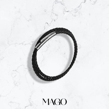 MAGO925 925純銀皮繩 SL5004 永恆愛情不鏽鋼扣情侶皮繩 (1/4)