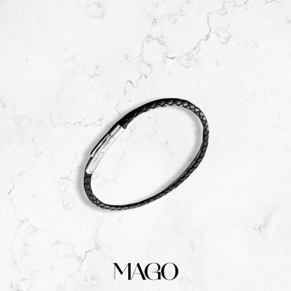 MAGO925 925純銀皮繩 SL5005 永恆愛情不鏽鋼扣情侶皮繩 (1/2)