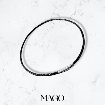 MAGO925 925純銀皮繩 SL5004 永恆愛情不鏽鋼扣情侶皮繩 (3/4)