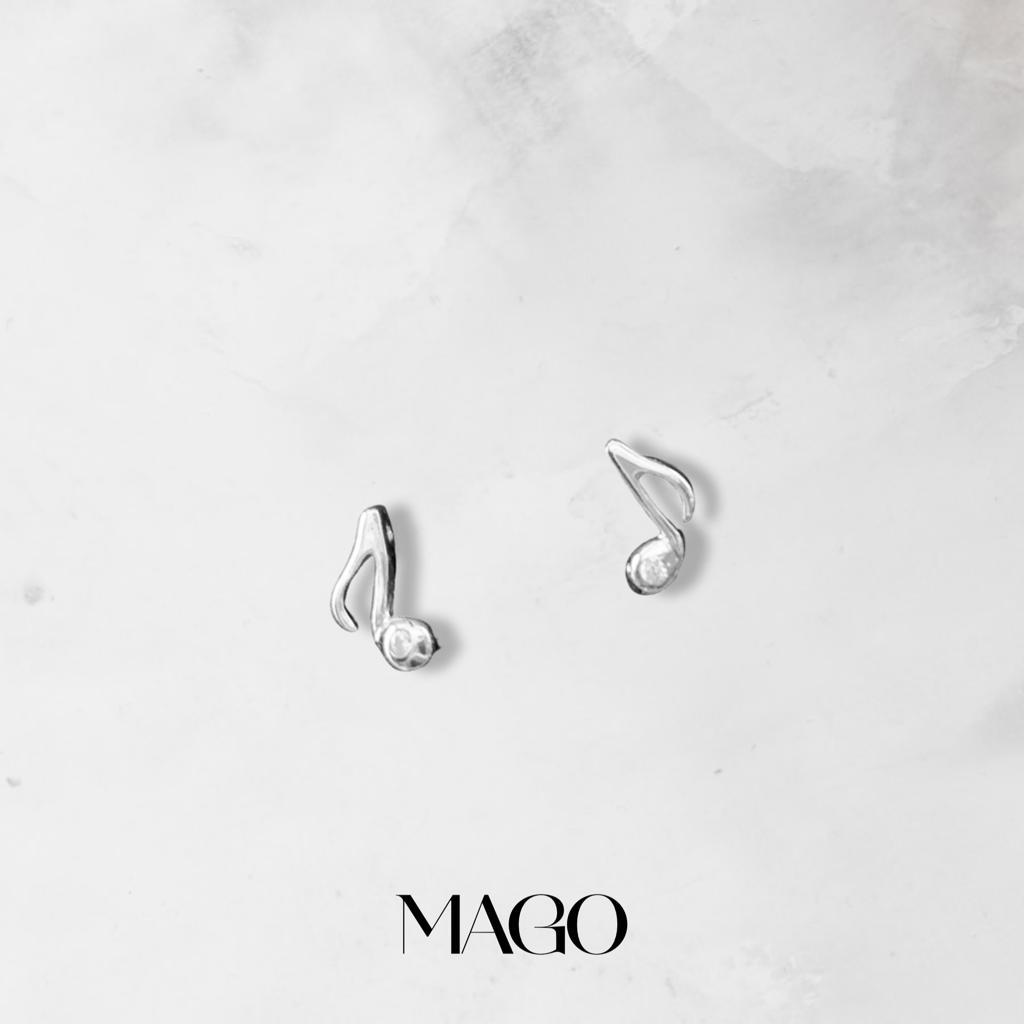 SER446 純銀鋯石鍍K金音樂靈魂耳環