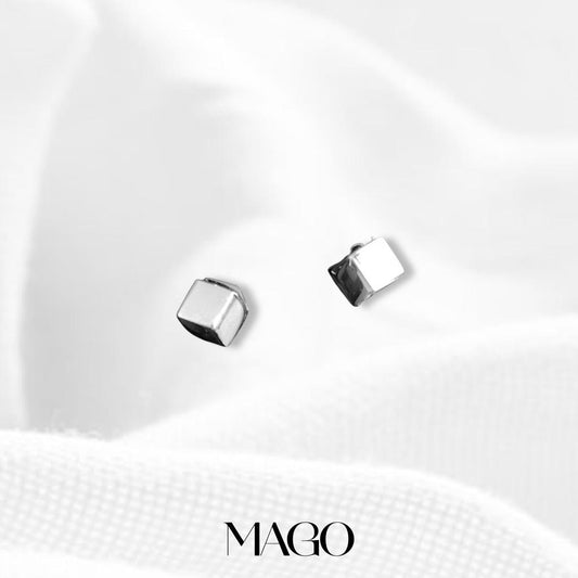 SER6005 純銀鍍K金方方耳環