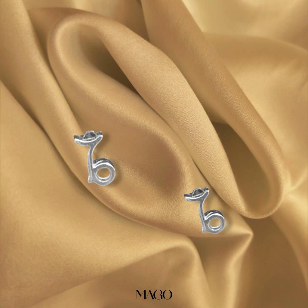 SERSTAR-12 純銀鍍K金魔羯座耳環