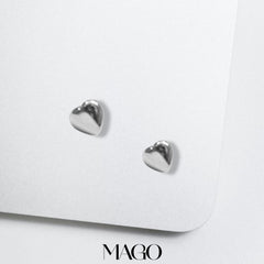 MAGO 925純銀耳環 - SER5061 純銀鍍白金氣質心心耳環