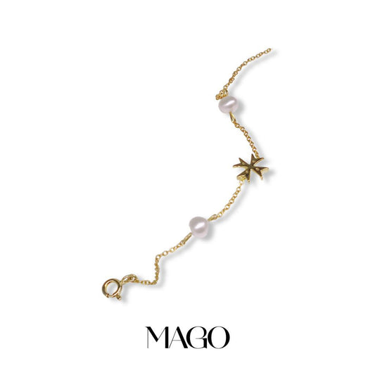 MAGO 925純銀手鍊 - NL071 純銀鍍K金色十字手鍊 細節實拍 | MAGO925