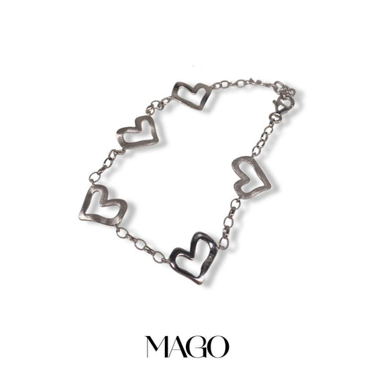 MAGO 925純銀手鍊 - KB888 925愛情心連心心手鍊 細節實拍 | MAGO925