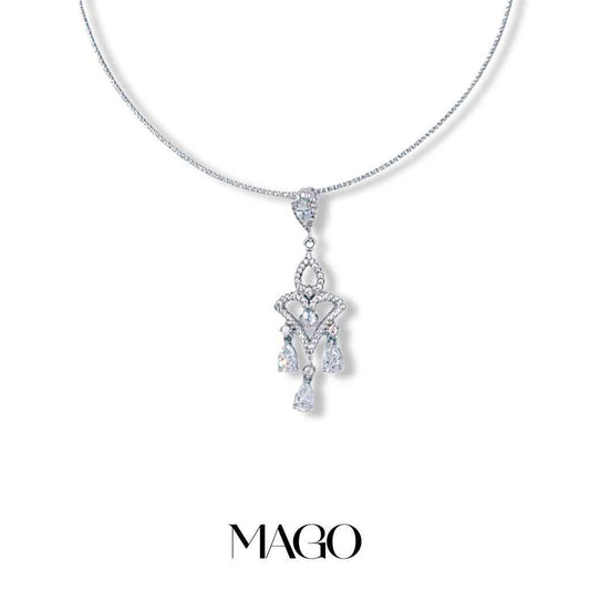 MAGO 925純銀項鍊 - SN5001 清純典雅系列- 純銀鑲鋯石 純銀古典幽雅項鍊